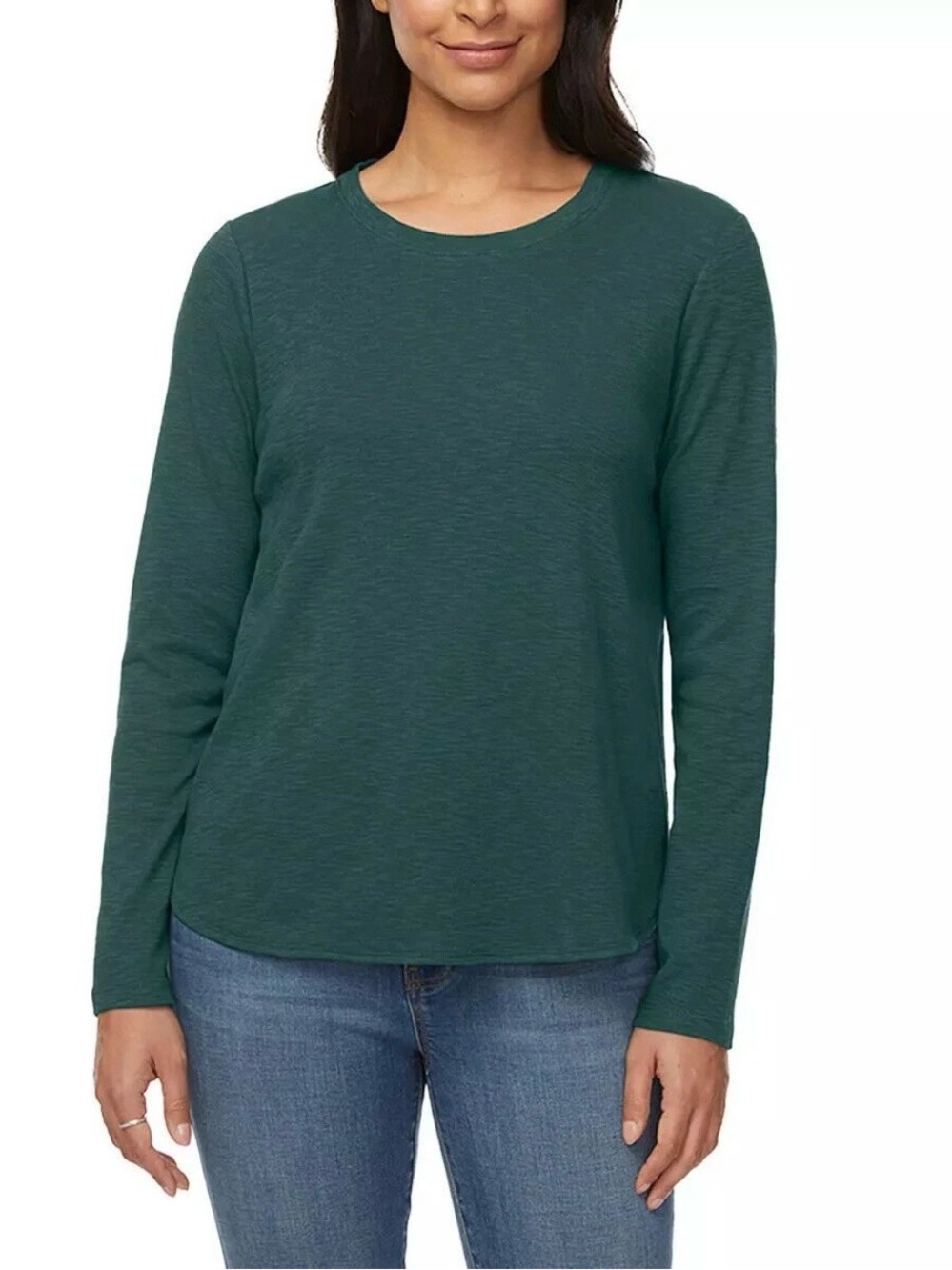 Kirkland Signature Dark Green Slub Knit Long Sleeve Tee Top XL NWT